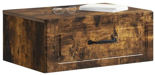 vidaXL Wandmontierter Nachttisch 2 pcs Geräucherte Eiche Holzwerkstoff, Moderne rechteckige Nachttischlampe, praktischer Tisch mit viel Stauraum, kompakt für stylische Ordnung