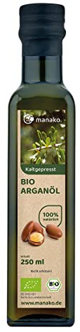manako BIO Arganöl aus Marokko, leicht geröstet, kaltgepresst und 100% rein, 250 ml Glasflasche