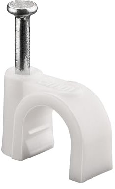 goobay 17080 Kabelschelle 100er Set / Kabelhalterung zur Kabel Befestigung bis zu 8mm Durchmesser / Kabelklemme mit Nagel für Wand, Türrahmen, Ecken und Aufputz / 100 Stück / Weiß