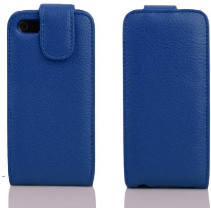 Cadorabo Hülle für Apple iPhone 5 / iPhone 5S / iPhone SE in Atlantik BLAU - Handyhülle im Flip Design mit Kartenfach - Case Cover Schutzhülle Etui Tasche Book Klapp Style