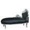 Casa Padrino Barock Chaiselounge King Schwarz Lederoptik/Silber