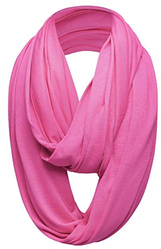 Plain 50% Cotton Blend Jersey Snood Scarf, Fuchsia