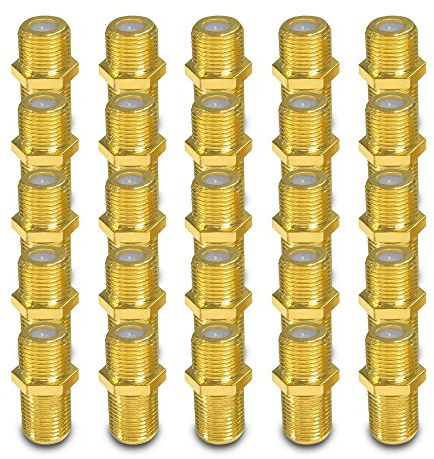 ARLI 25x F-Verbinder – F-Kupplung vergoldet F-Buchse auf F-Buchse | Koaxial Kabelverbinder zur Verlängerung & Verbindung von SAT Antennenkabeln