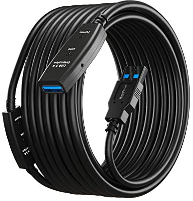MutecPower 15m USB 3.0 Activo Cable Macho a Hembra con 2 chipsets de extensión - Cable de extensión Activa/Cable repetidor - 15 Metros