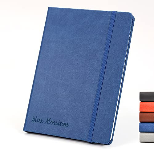 CustomDesign.Shop Personalisiertes Hardcover-Notizbuch | Schaffen Sie ein ganz einzigartiges Geschenk | Lasergravierte Geschenkidee - A6, Blau