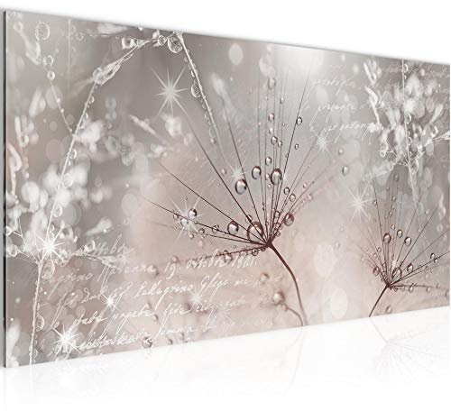 Runa Art Wandbild Pusteblume 1 Teilig 100 x 40 cm Modern Bild auf Vlies Leinwand Blumenwiese Wohnzimmer Schlafzimmer Rosa Grau 205512b