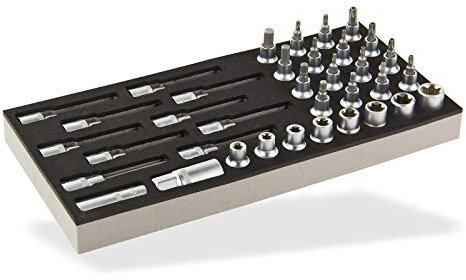 ADB Werkzeugeinlage Werkstattwagen Einlage Innen6kant/Innen6rund 1/2 Zoll 36-teilig Garnitur Werkzeug Werktisch Schubladen