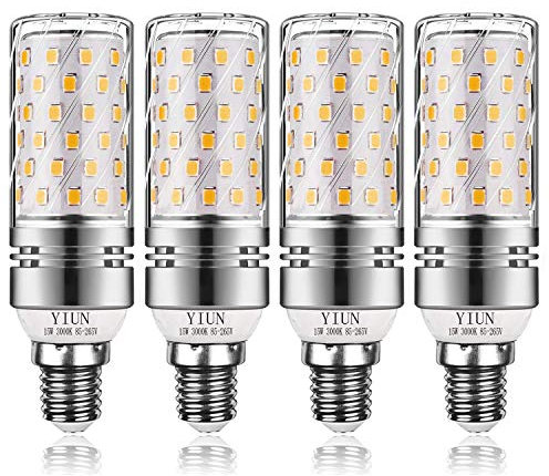 Yiun E14 LED Kerzenlampen, 15W LED Kerzenleuchter Glühlampen 120 Watt Äquivalent, Warmweiß 3000K LED Kronleuchter Lampen, Dekorative Kerzenständer E14, Nicht dimmbare, 4er Pack