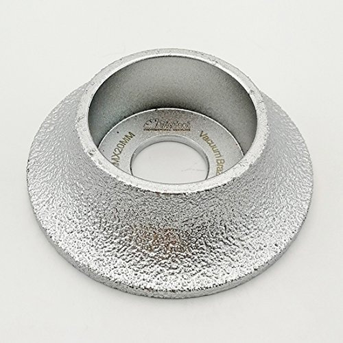 DIATOOL Meule Diamantée Sous Vide Brasé Demi-bullnose Edge Profile pour Pierre Fraise Profilée Grain 60 Diamètre 75MM (Hauteur du diamant 20mm)