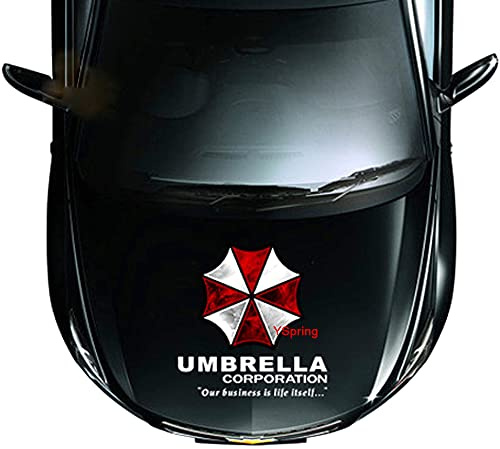 HINSCR YSpring Resident Evil Auto-Frontabdeckungs-Aufkleber, Regenschirm-Corporation-Logo-Aufkleber, Karosserie-Vinyl-Aufkleber für Fahrzeuge (Stil K – weiße Schriften – 1 Stück – 50 cm)
