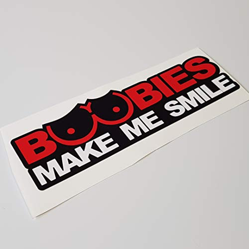 folien-zentrum Boobs Make me Smile 15 cm x 5 cm Boobies Auto Aufkleber JDM Tuning OEM Dub Decal Stickerbomb Bombing Sticker Illest Dapper Fun Oldschool