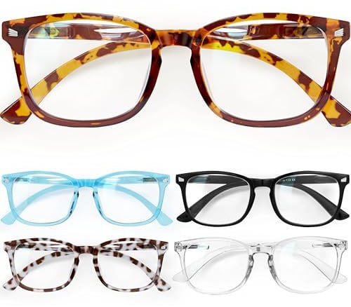CCVOO Lesebrille für damen und herren mit blaulichtfilter - Augenoptik Brille Lesehilfe für Damen Herren (Schwarz + Klar + Blau + Leopard + Schildpatt, +1)