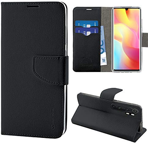 N NEWTOP Cover Compatibile per Xiaomi Mi Note 10 e 10 PRO, HQ Lateral Custodia Libro Flip Chiusura Magnetica Portafoglio Simil Pelle Stand (Nera)