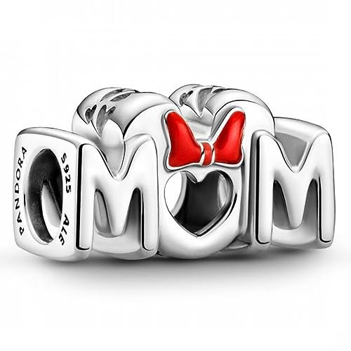 PANDORA Disney Minnie Maus Schleife & Mum Charm aus Sterling Silber, Breite: 14,7mm, 799363C01