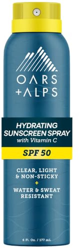 Oars + Alps SPF 50 Face & Body Broad Spectrum Sunscreen Spray | Fast-Absorbing, Lightweight, Non-Greasy, Hawaii Reef Act 104 Compliant, Water-Resistant, Octinoxate + Oxybenzone Free, 6 Oz, 1 Pack