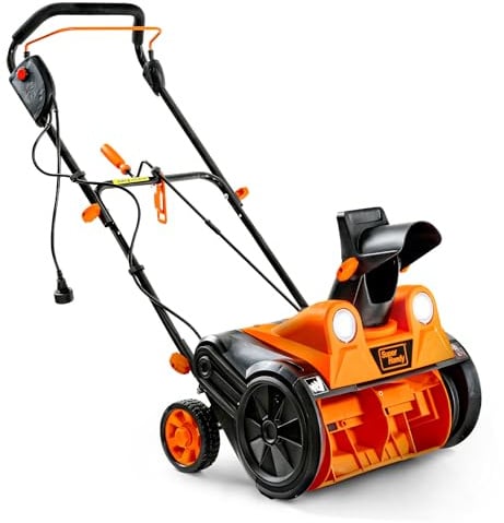 SuperHandy Elektrische Schneefräse mit Kabel, 46×25 cm Räumbreite, 7 m Wurfweite, 320 kg/Min Kapazität, LED-Scheinwerfer, ideal für Einfahrten, Gehwege und Höfe