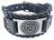 Vikings Armband Vegvisir Wikinger Kompass Leder Metall schwarz silber