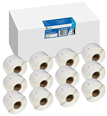G&G Etiketten 12 x 260 -Vorteilspack- kompatibel mit Dymo 99012 / s0722400 36mm x 89mm Schwarz auf weiß für Dymo Labelwriter Drucker 4XL 450 400 330 320 310 Twin Turbo Duo