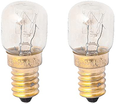 Lot de 2 ampoules pour four et micro-ondes, E14 ST22, 15 W, 230 V, 80 lm, 2800 K, résistantes aux hautes températures, jusqu'à 300 degrés
