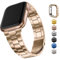 Fullmosa Sottile Cinturino Metallo per Apple Watch 44mm 45mm 42mm Donna Uomo, Bracciale Acciaio inossidabile per Apple Watch Cinturini Compatibile con iWatch SE Ultra Serie 9 8 7 6 5 4 3 2 1, Oro Rosa