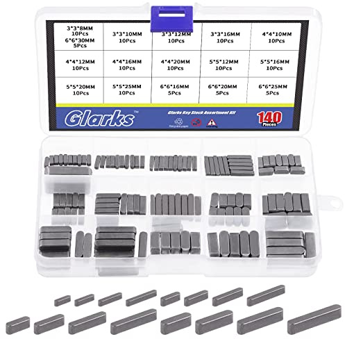 Glarks 140 Stück 16 Größen Schlüsselstock Schlüssel Sortiment Kit, 8 mm 10 mm 12 mm 16 mm 20 mm 25 mm 30 mm glatte runde Enden Federschlüssel Parallelantriebswelle Schlüssel Set