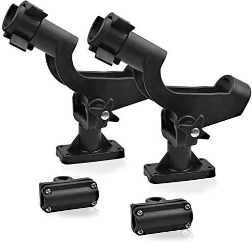OROOTL Rutenhalter für Boot Kajak 2 x Angelrutenhalter Bootsrutenhalter 360 Grad Drehbar und Einfach Stellbar Boot Zubehör Angelwerkzeuge