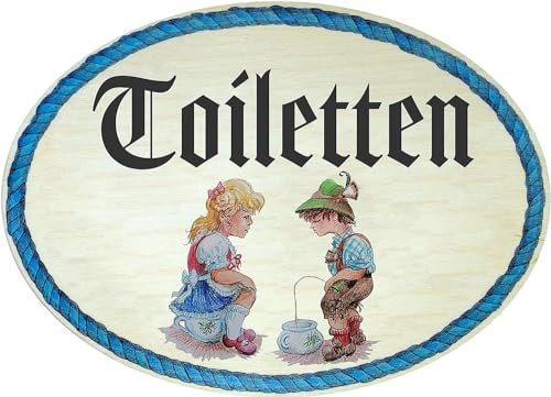 Kaltner Präsente Geschenkidee - Geschenkartikel Deko Türschild im Antik Design Dekoartikel Toiletten WC (18 x 13 cm)