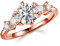 Round 5-Stone Moissanite Engagement Rings for Women, Rose Gold Sterling Silver Stone, Created Moissanite