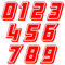 Autodomy Pack 10 Unita Numeri Adesivi per Moto Cross 10x6,5 cm | Adesivi Numeri Moto Resistente Pioggia e al Sole | Adesivo Numero Auto, Scooter,Casco e Quads ATV Facile Installazione | Colore Rosso