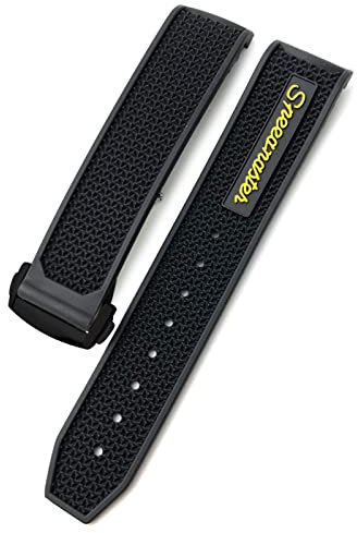 HAODEE Uhrenarmband für Omega Speedmaster, Edelstahl, Faltschließe, 20 mm, 21 mm, 22 mm, Gummi-Silikon-Armband (Farbe: Schwarz, Gelb, Schwarz, Größe: 22 mm)