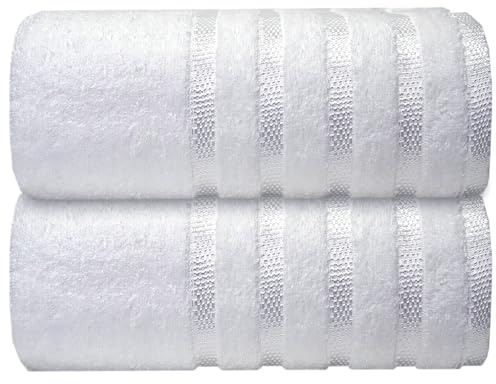 Casabella Deluxe 2 Piece Jumbo Bath sheet 90x180 cm 100% Cotton Extra Large Bath Towels Highly Absorbent White Bath sheets Towels