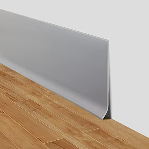 LSGCQ Flexible Baseboard Molding Trim 4 Inch x 20 Feet Self-Adhesive Vinyl Wall Base Peel and Stick Cove Base Rubber Wall Moulding Trim (Gray)