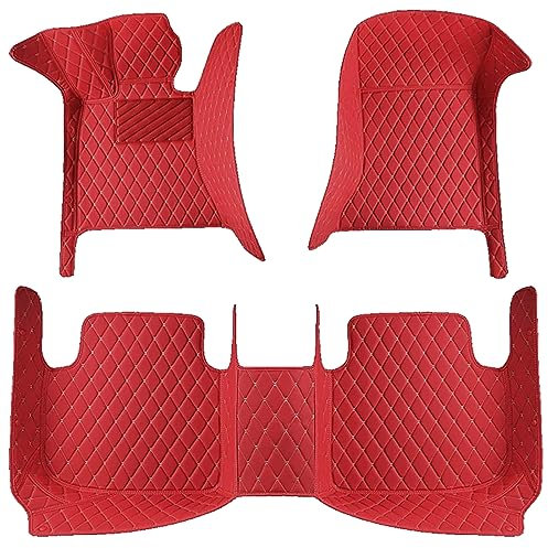 EEASSA Auto Leder Fußmatte für Mercedes Benz AMG GLA GLB 180 200 220 250 GLA GLB 43 45, Wasserdicht Tragen Anti rutschfest Automatte vorn und hinten Antirutsch Auto Fussmatten Zubehör,F/Red