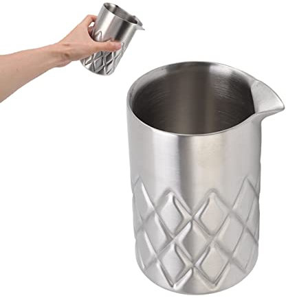 Bicchiere per Miscelare Cocktail, Bicchiere da Miscelazione Cocktail in Acciaio Inox a Doppia Parete, 14×8,5 cm, Shaker Cocktail, per Cocktail, Bar, Bicchiere da Miscelazione per Mescolare Bevande