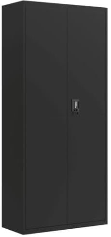 vidaXL Aktenschrank, Büroschrank mit 4 Einlegeböden, Abschließbar Metallschrank Schrank mit Türen, Aufbewahrungsschrank Büromöbel, Schwarz Stahl