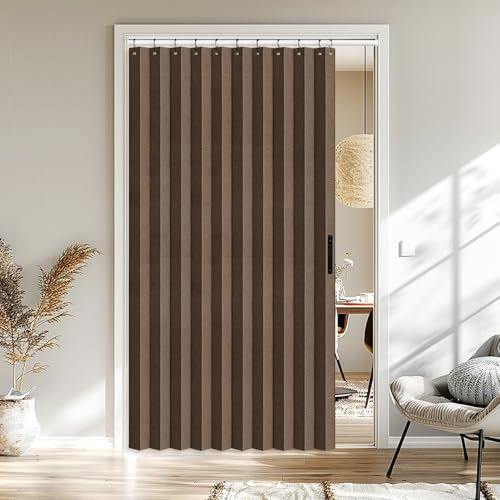 Vatge Türvorhänge, Schrankvorhang für offenen Schrank, hängender Raumteiler für Tür, Privatsphäre und Raumtrennung, 1 Vorhangbahn, B 132 x L 198 cm, Braun