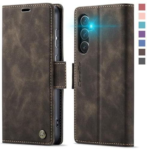XYGLOW Handyhülle für Samsung Galaxy S24 5G Hülle Klappbar Premium PU Lederhülle Klapphülle【RFID Schutz】 Kartenfach Standfunktion Schutzhülle für Samsung S24 5G Flip Case Wallet Tasche Cover, Kaffee