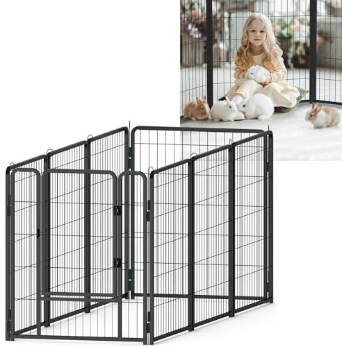 YUENFONG 8 TLG Welpenlaufstall Welpenauslauf 80cm hoch, Freilaufgehege Hundelaufstall Tierlaufstall mit Tür, für Hunde Kaninchen Kleintiere(XL, 528x65x80cm)