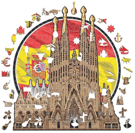 Iconic Puzzles, Sagrada Familia, 100% ökologisch nachhaltiges Holzpuzzle mit offizieller Lizenz, Größe S, 150 Teile