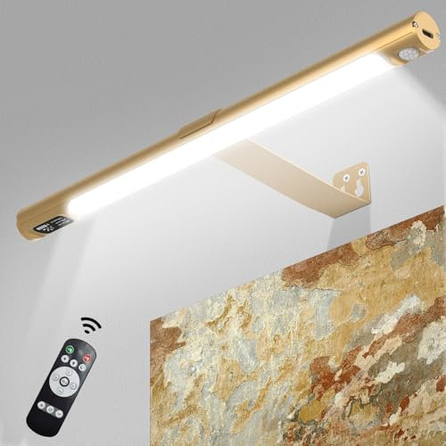 CkeyiN Picture Lights for Wall,Wireless LED Wall Light with Remote Control, Motion Sensor Lights with 3 Lighting Modes & Timer,14.25” Rechargeable Wall Light for Artwork Mirror Cabinet Kitchen