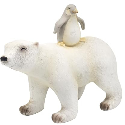 The Leonardo Collection Eisbär mit Pinguin Figur für Zuhause und Büro, Heimdekoration, Geschenk für Damen und Herren, schöne Figur für drinnen und draußen, Wohnzimmer-Dekor-Ornamente
