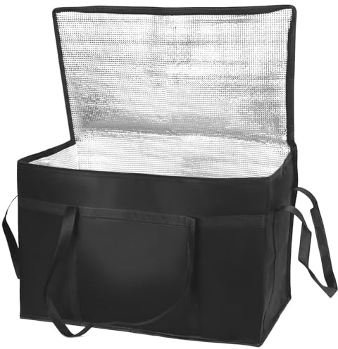 QWORK® Groß Kühltasche für Catering, 58 * 35 * 38cm Isolierte Lebensmittel-Liefertasche, Hält Lebensmittel Kühl/Warm, ideal für Pizza, Bierkasten
