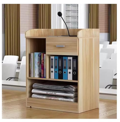 SFQEVHRZ Stehpulte, Vortragspodiumständer inklusive Schublade und Stauraum, Rednerpult for Lehrer im Klassenzimmer, multifunktionaler Laptop-Rednerpultständer for Schule/Restaurant(Wood Grain a)