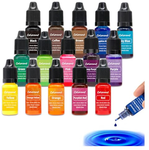 Candle Dye, 15 Colours Candle Dye for Soy Wax, Oil-Based Highly Concentrated Candles Colour Dyes Liquid Dyes for Wax Melts, Each 10ML