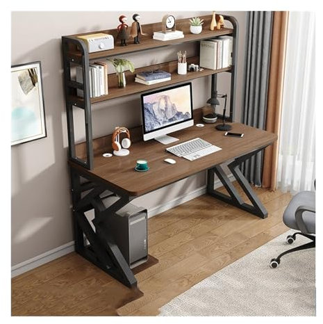 MENGLI-2024 Pc Table Computer Desk Pc Table Desktop Home Desk Hutch All-in-one Table Combo Hole Board Study Gaming Table Bedroom Office Desk Office Desk(Bruin,100x60x170cm)