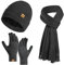 Enwokran Wintermütze Touchscreen Handschuhe Lang Schal Set Unisex Beanie Mütze Fleece Warme Haube Winterschal Kaschmir Strickmütze Strickschal mit Fleece Gefütterte Thermo Handschuhe (Dunkelgrau)