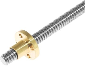 Dado a ricircolo di sfere in metallo Vite conduttrice trapezoidale T8 con filettatura 8 mm, passo 8 mm, lunghezza 100 mm-1000 mm con dado in ottone(1000mm)