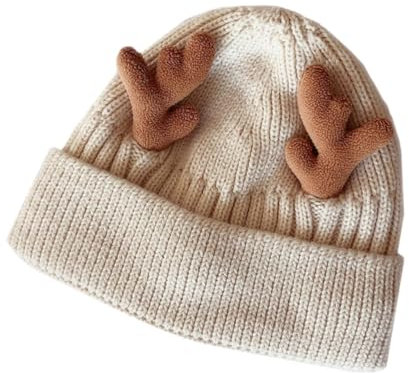 Holibanna 1stk Geweih-strickmütze Damenhüte Und Mützen Geweih Warme Mütze Damen Hut Weihnachtsmütze Für Kinder Nikolausmütze Strickmütze Für Erwachsene Outdoor- Wollmütze Acryl