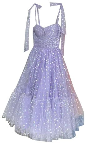 Donne Abiti con Paillettes Scintillanti e Glitterati con Cinturino Regolabile Abito da Sera in Tulle per Banchetto Damigella d'Onore Festa di Festa Cena Vestito da Sera a Trapezio Viola