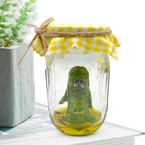 Wuyooprt Gurkenglas-Figur, Miniatur-Glasschnurgurke – kreative, lustige kleine Glasdekoration, stilvolle Miniatur-schreiende Gurke für Schreibtisch, , Wohnzimmer